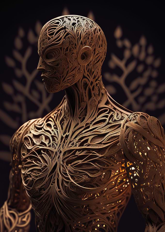 A wooden man