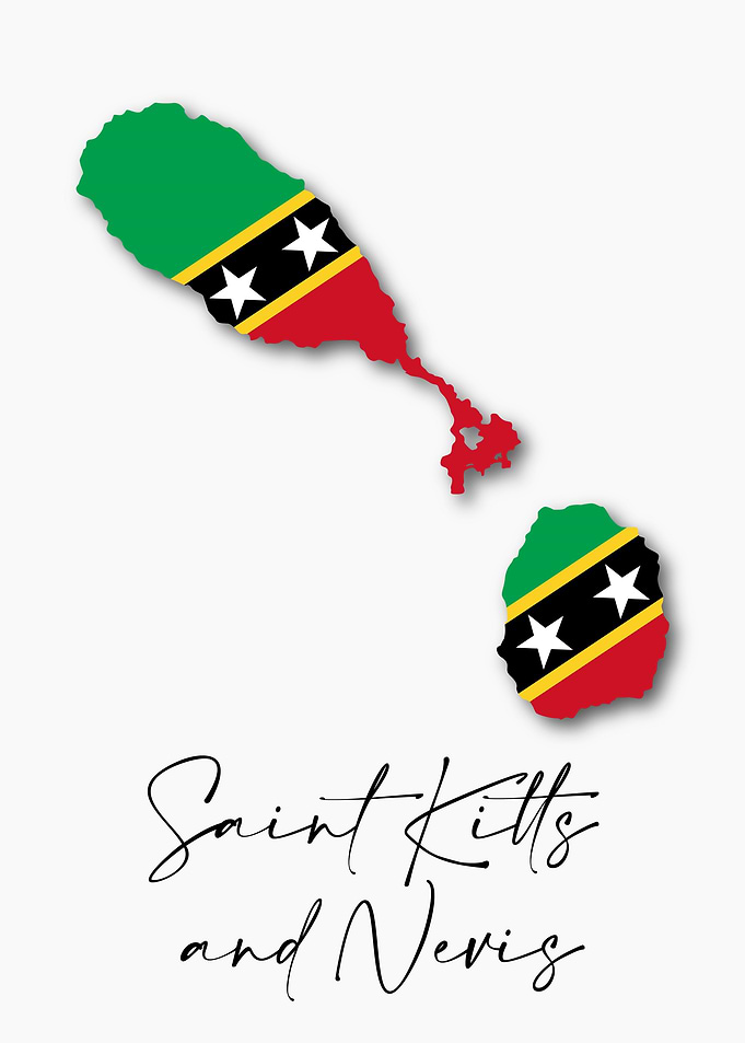 Saint Kitts Nevis Map Flag