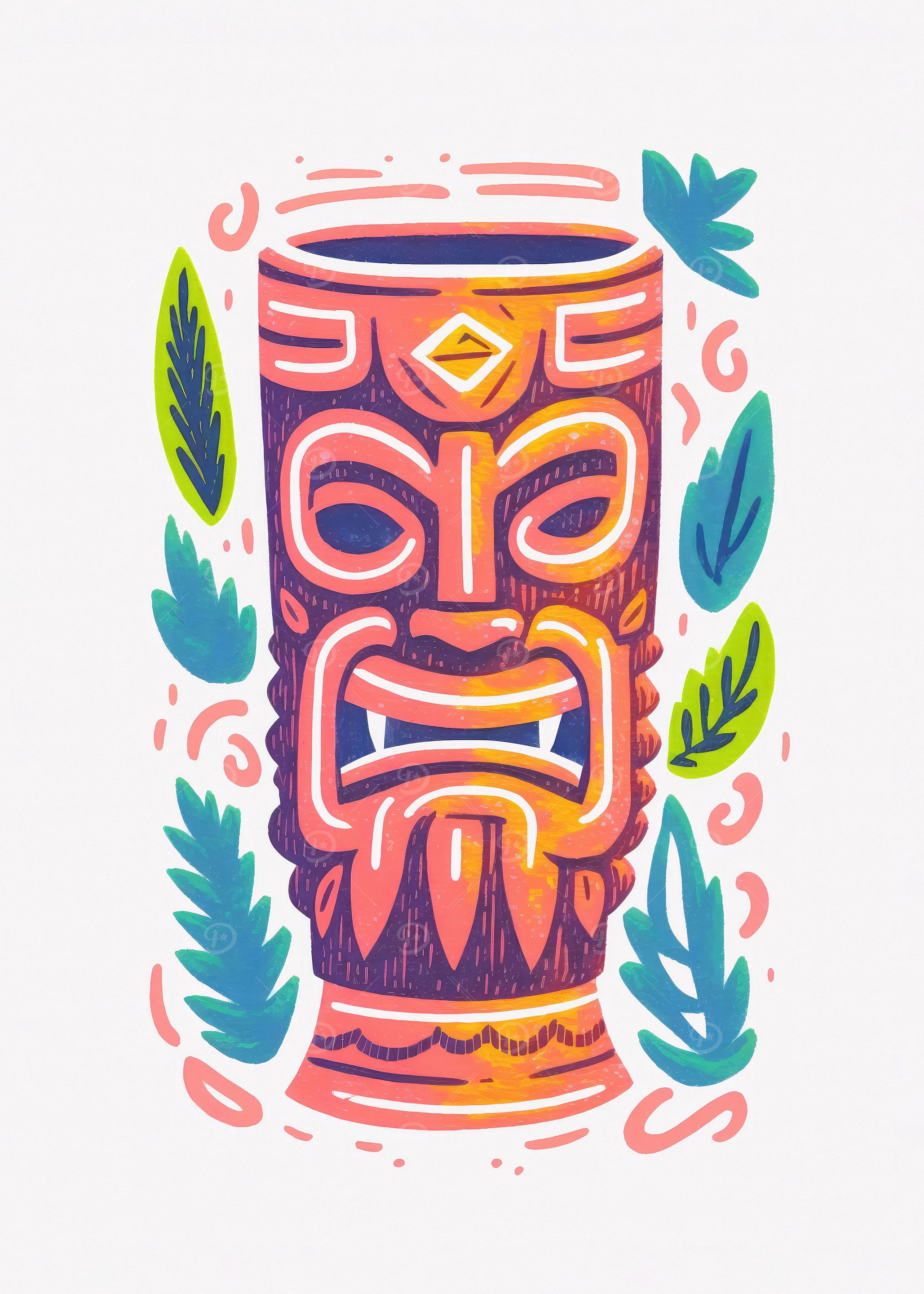 Tiki Bar Riso Print Mug