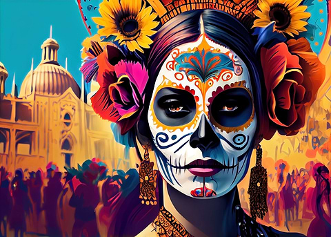 Festival of Remembrance — sugar skull metal wall art