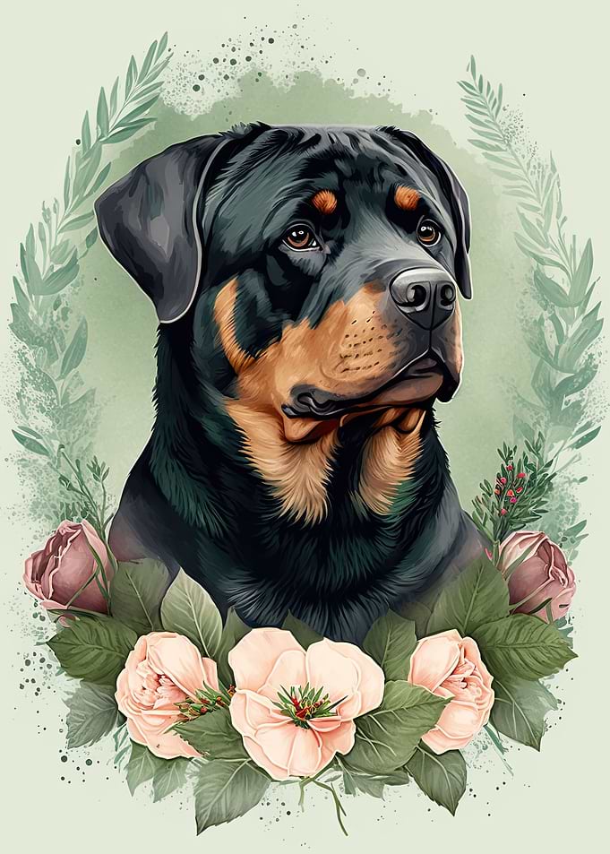 Rottweiler Floral