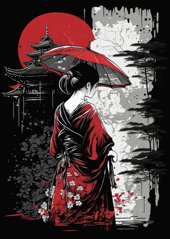 Sleek Geisha Portrait