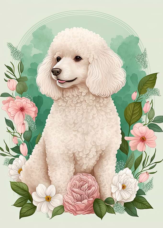 Poodle Floral Portrait
