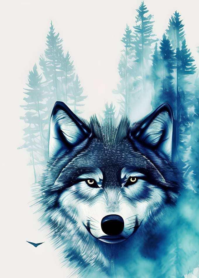 Wolf Animal Forest painted