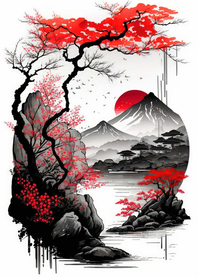 Red Black Landscape View
