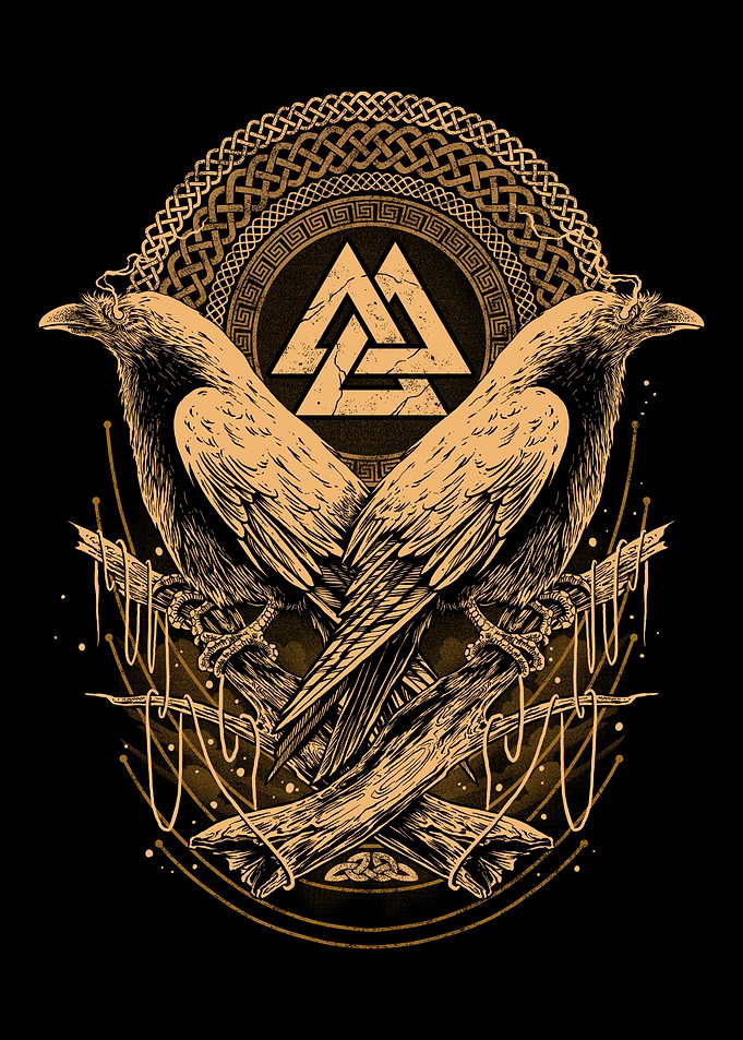 Viking Raven Valknut Odin