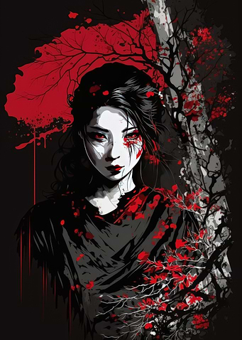 Sleek Geisha Portrait