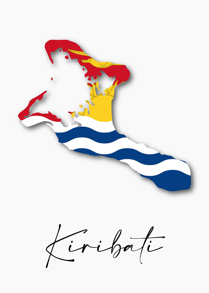 Kiribati Country Map Flag