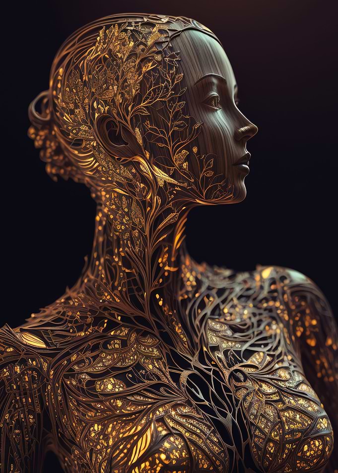A wooden woman