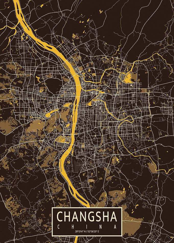 Changsha City Map Pastel