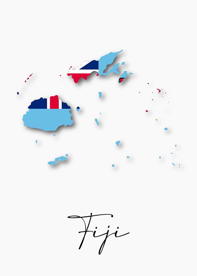 Fiji Country Map Flag