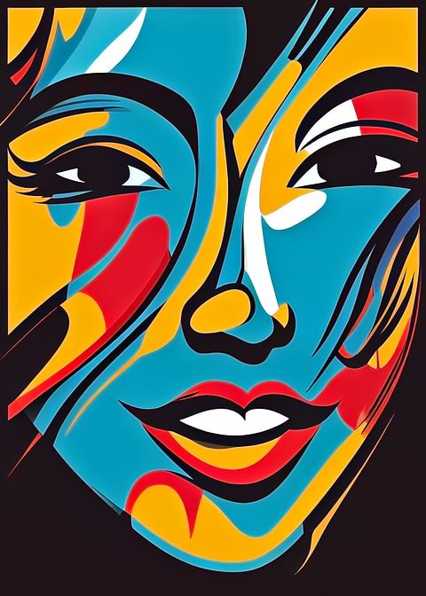 Vibrant Smiling Face — living room metal wall art