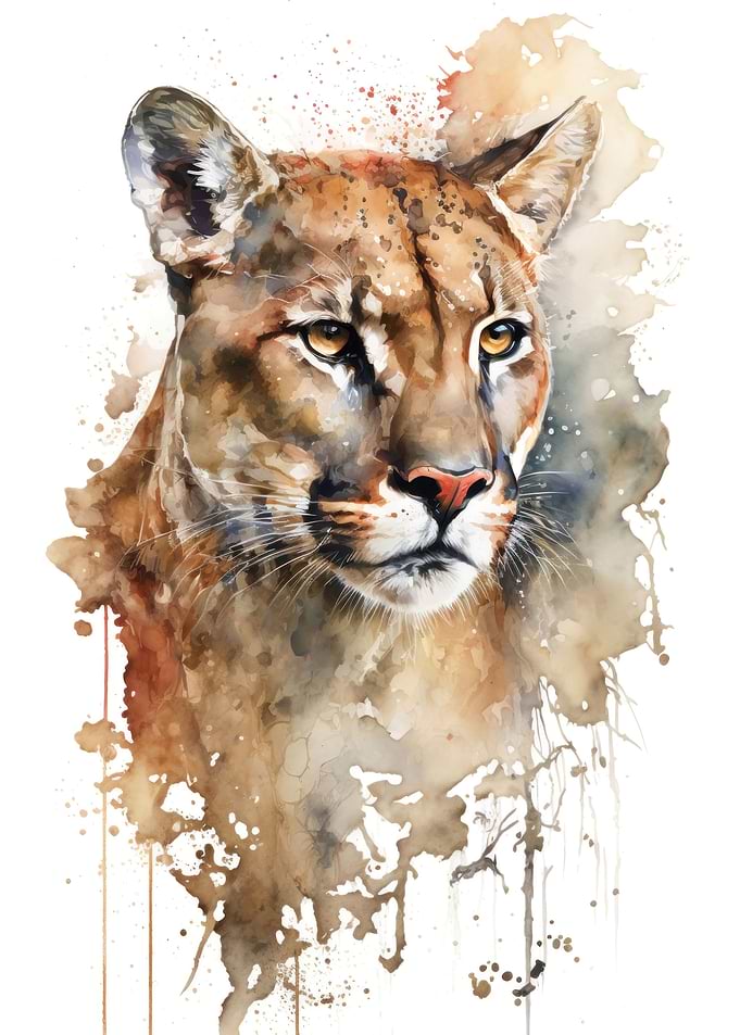 Cougar in watercolor