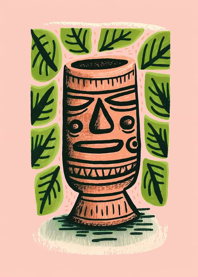 Tiki Bar Tropical Mug Face
