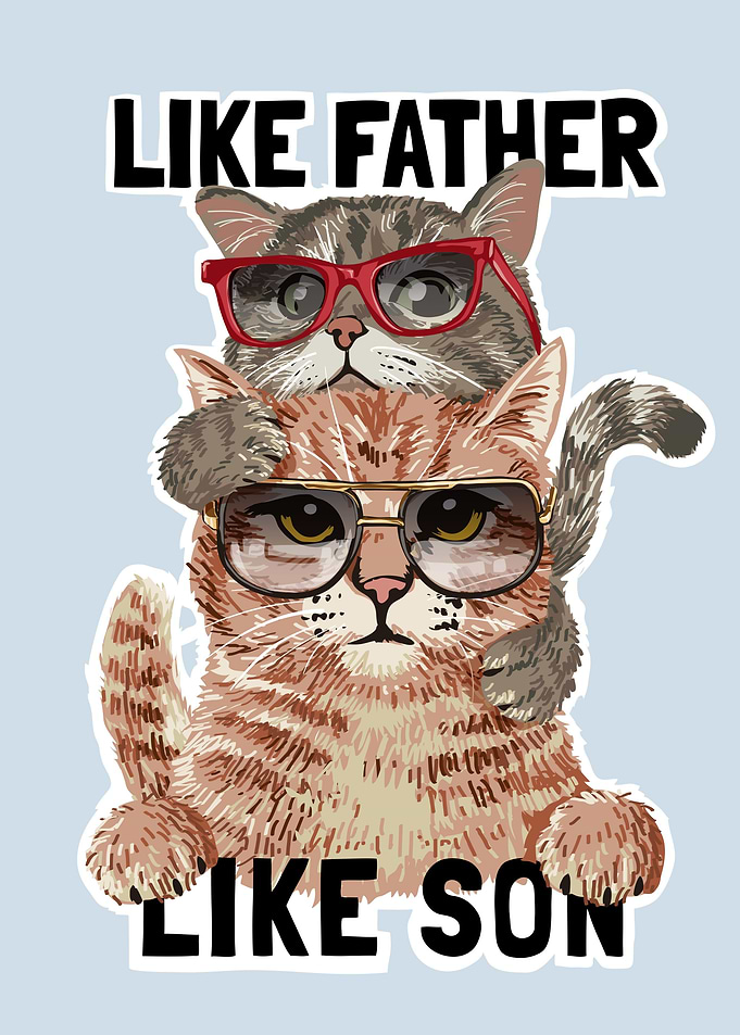 Cat family in sunglasses