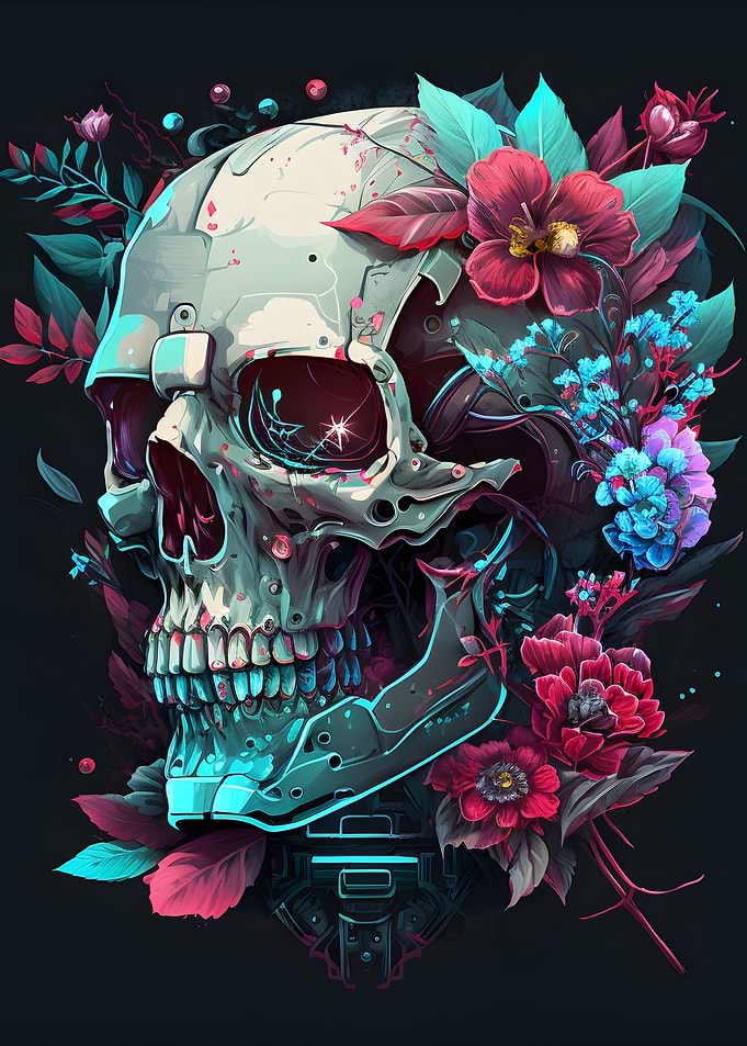 Mechanical Skull Flowers