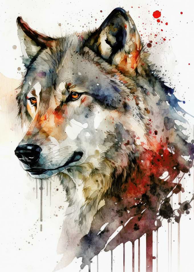 Wolf Portrait Watercolor
