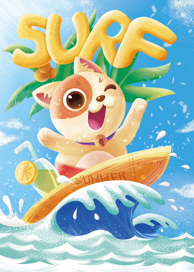 Surfing Cat