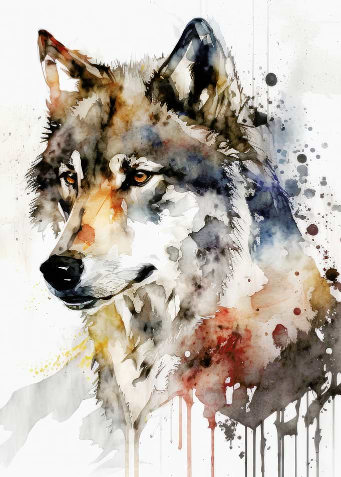 Wolf Portrait Watercolor