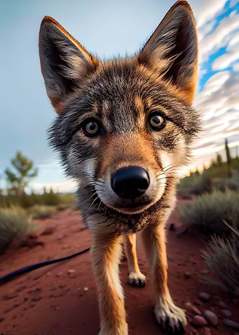 Selfie of a young wolf