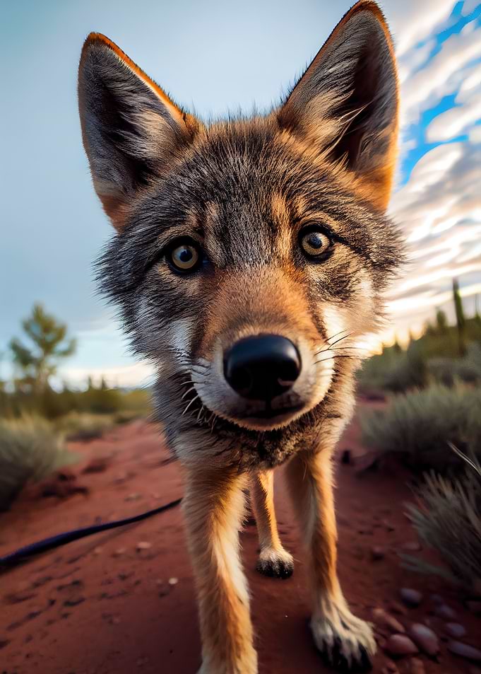 Selfie of a young wolf