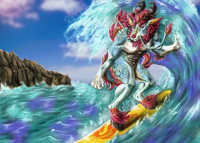 Surfing dragon
