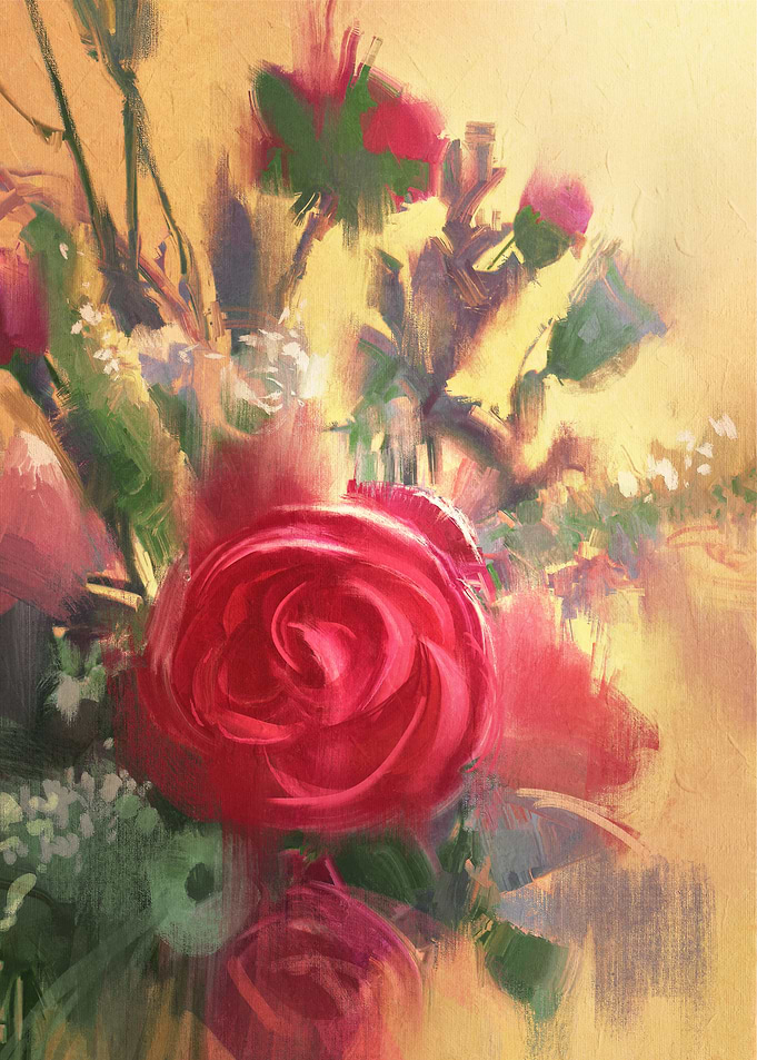 painting showing bouquet