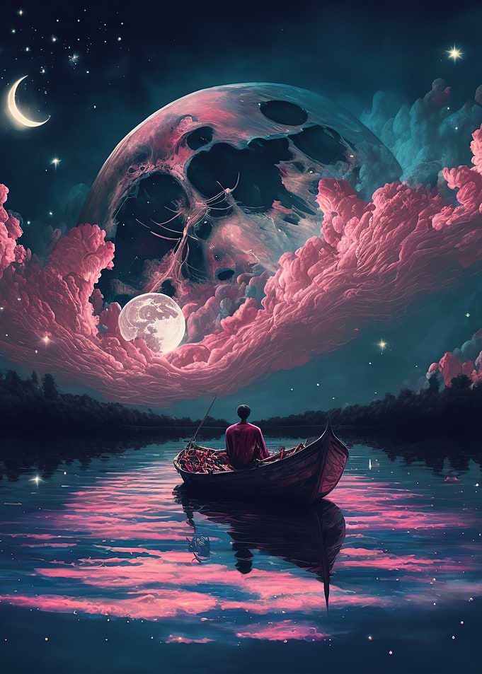 Landscape Boat Moon