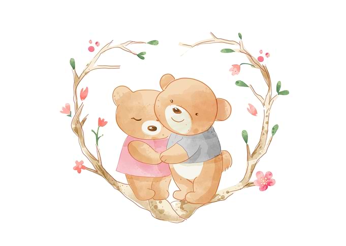 Cute cartoon bear lover