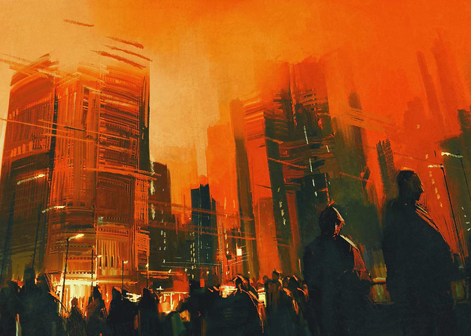 people in a city