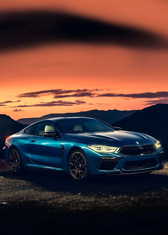 BMW m8 sunset