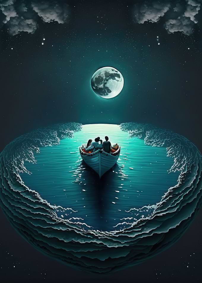 Landscape Boat Moon
