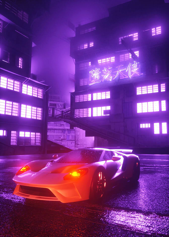 Neon Cyber Car