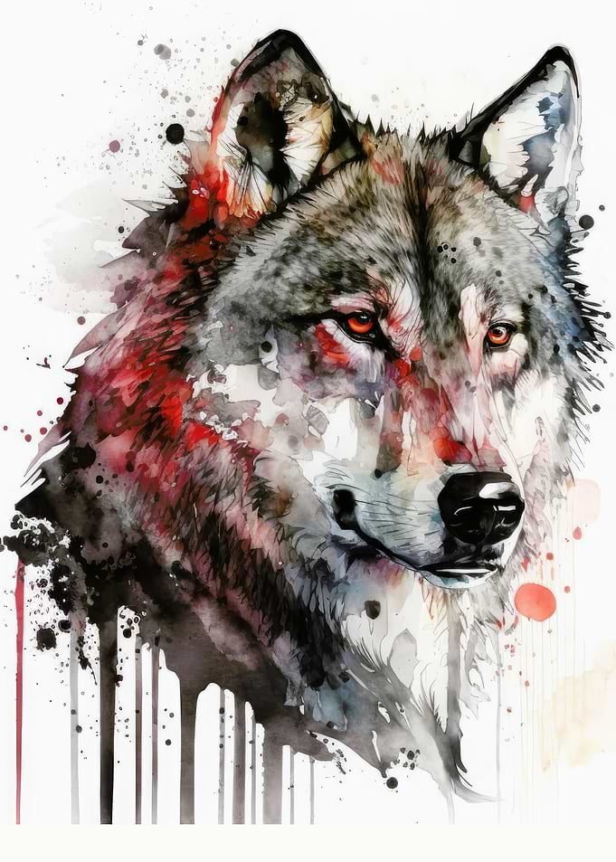 Wolf Portrait Watercolor