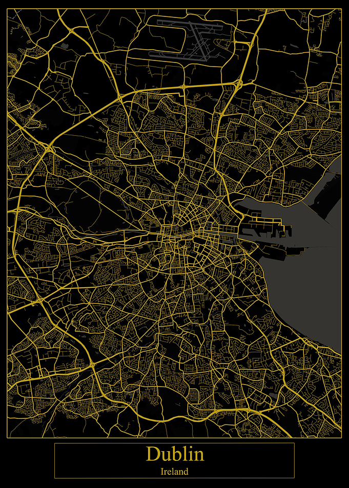 Dublin Ireland Gold Map
