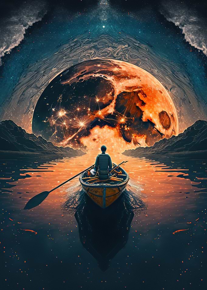 Landscape Boat Moon