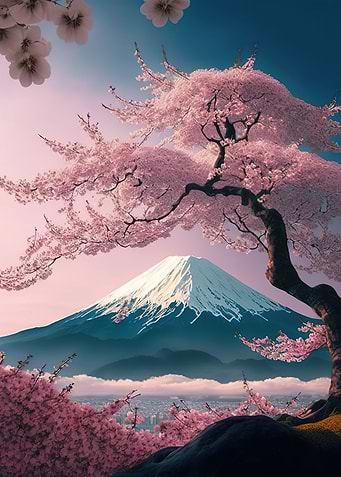 japan mount fuji sakura