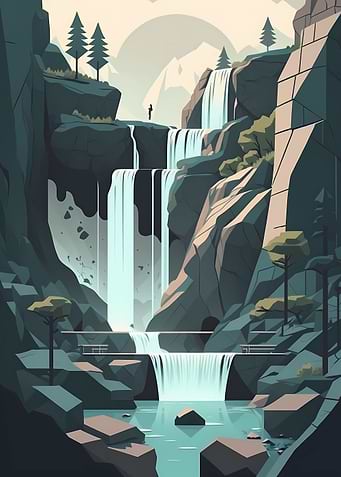 Flat Design Waterfall