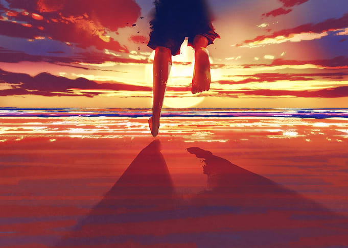 the beach at sunrise