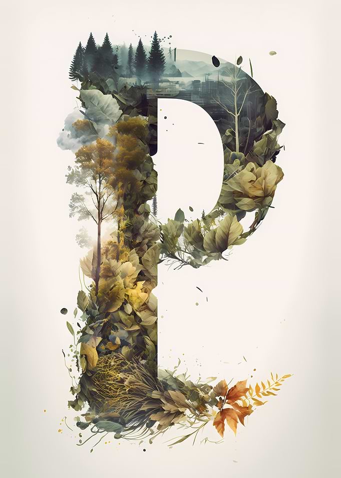 Letter P Double Exposure