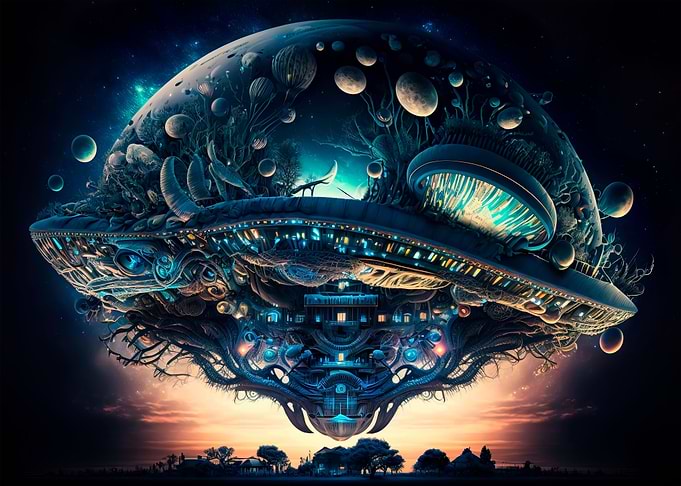 Alien spaceship over