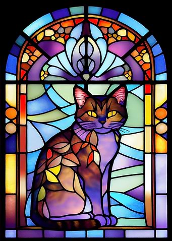 Cat Stained Glass Style