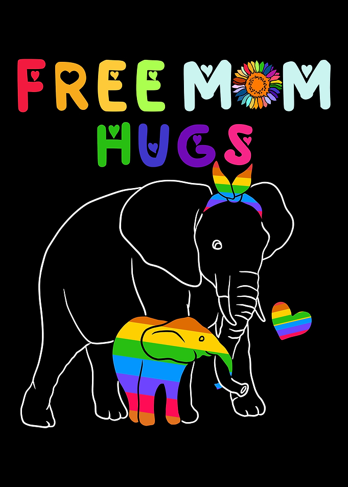 Free Mom Hugs Elephant LGB