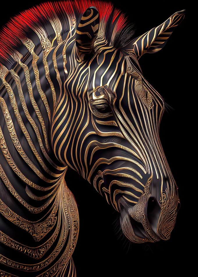 wild zebra black and gold