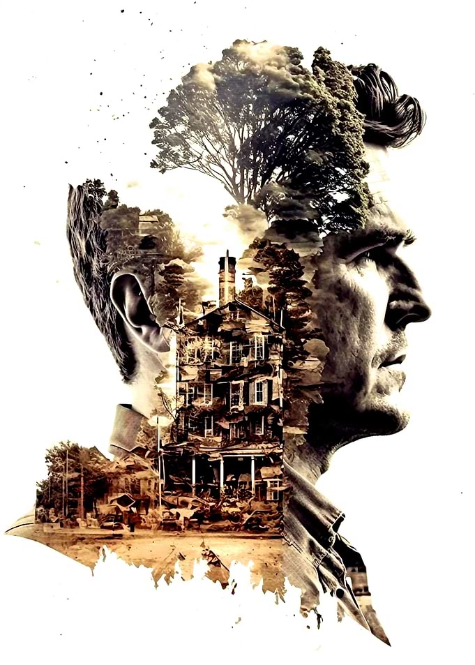Landscape in man face