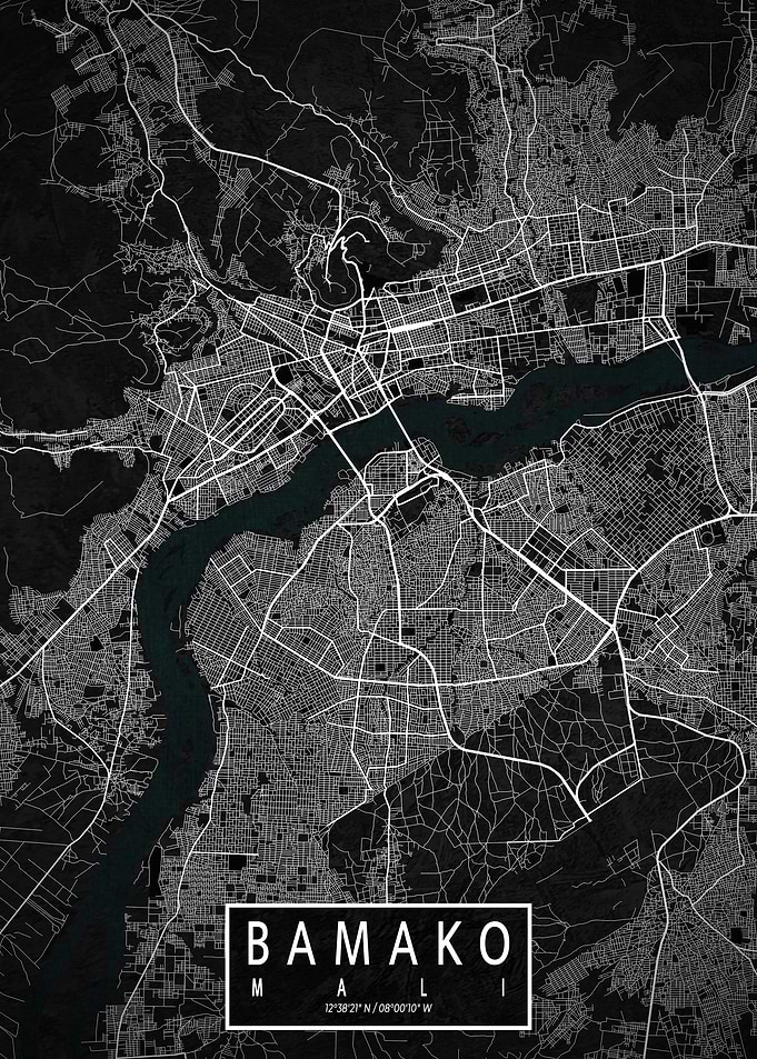 Bamako City Map Dark