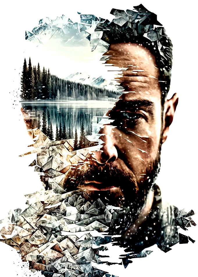 Landscape in man face