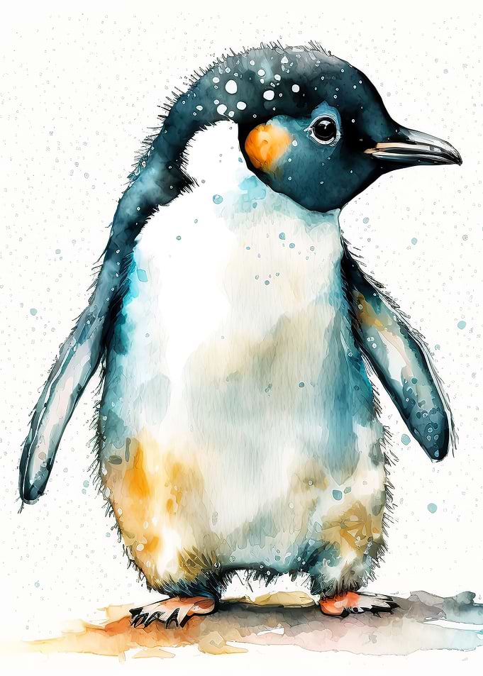 Cute watercolour penguin