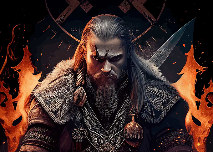 Viking Warrior in Flames