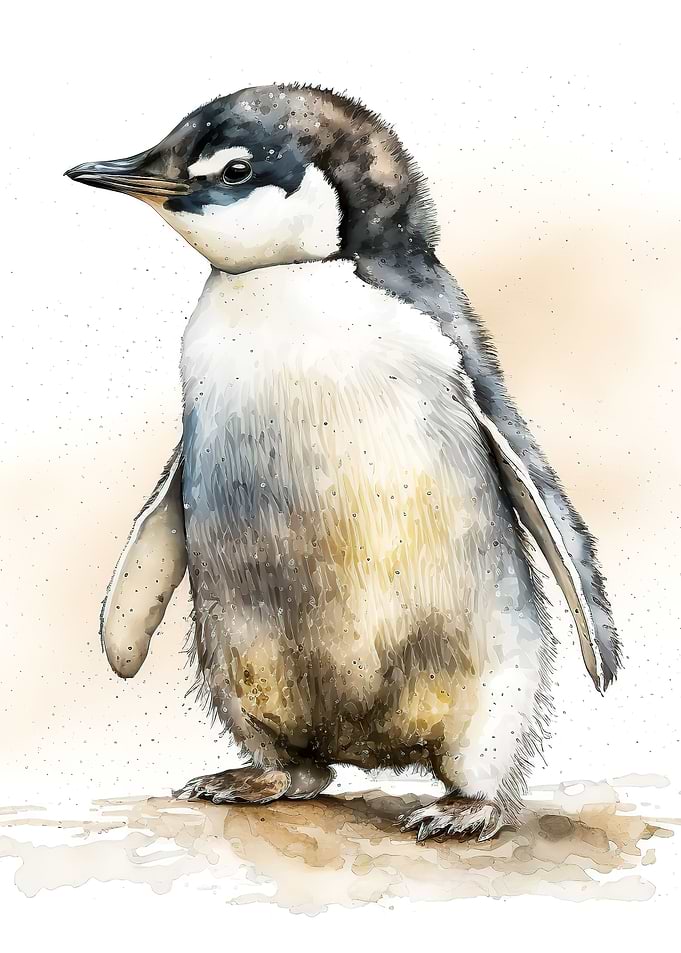 Cute watercolour penguin